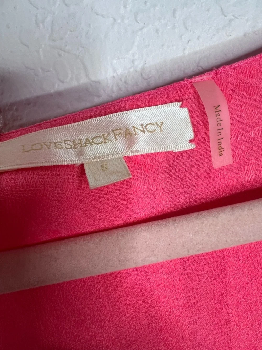 LoveShackFancy Mini Dress Women’s Small Rena Coral Pink Smocked B12
